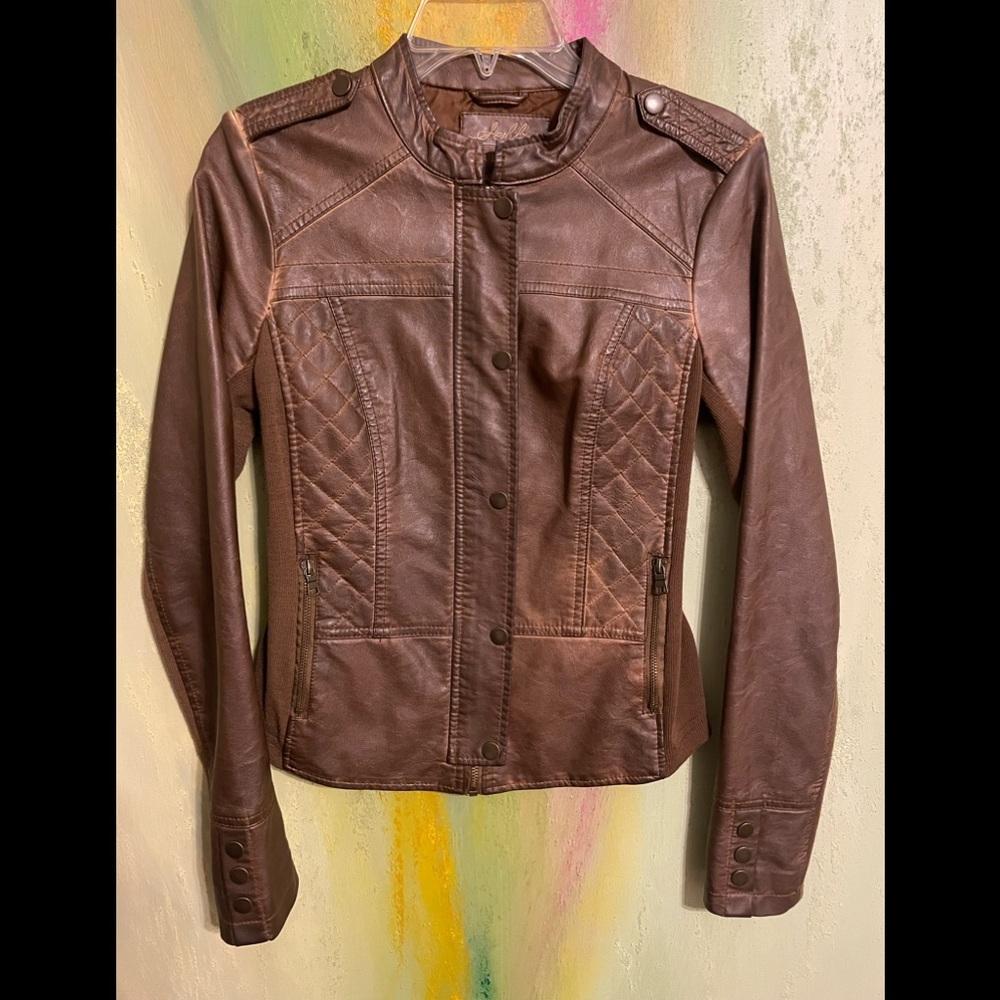 Sebby Collection faux brown leather jacket